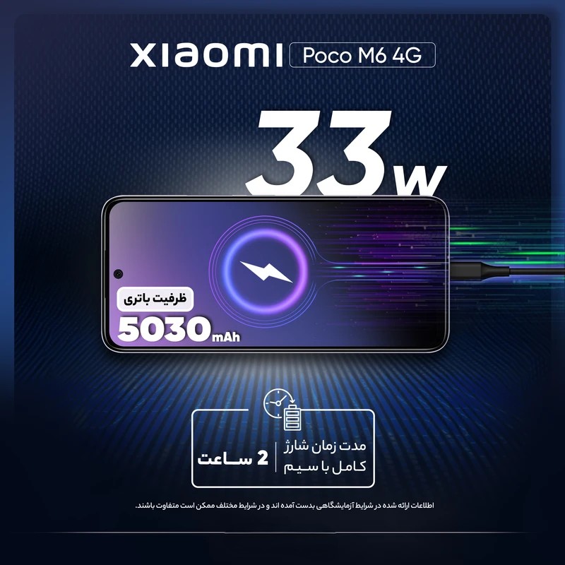 Poco M6 گوشی موبایل شیائومی مدل Poco M6 4G دو سیم کارت ظرفیت 256 گیگابایت و رم 8 گیگابایت