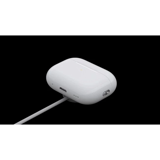 هدفون بلوتوثی اپل مدل AirPods Pro 2nd Generation با نویز کنسلینگ فعال (ANC)، نویز کنسلینگ میکروفون (ENC)، درگاه شارژ USB Type-C، با قابلیت شارژ بی‌سیم، دارای میکروفون دوگانه از نوع Beamforming، مقاومت در برابر رطوبت و عرق