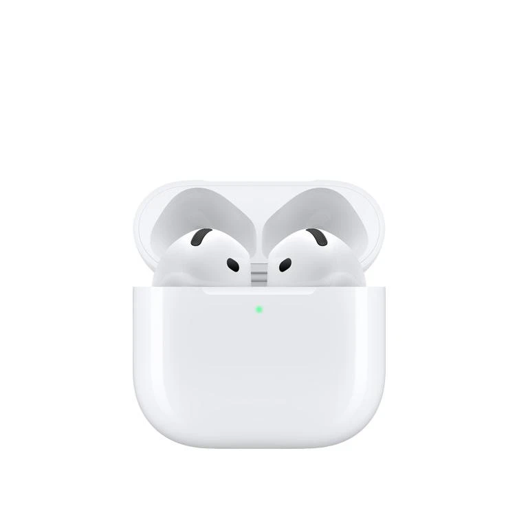هدفون بلوتوثی اپل مدل AirPods 4 دارای نویز کنسلینگ، درگاه شارژ USB-Type-C و شارژ بی سیم، با قابلیت اتصال به چند دستگاه، پشتیبانی از فرمان لمسی و دستیار صوتی، نشانگر LED، مقاوم در برابر پاشش آب و گرد و غبار