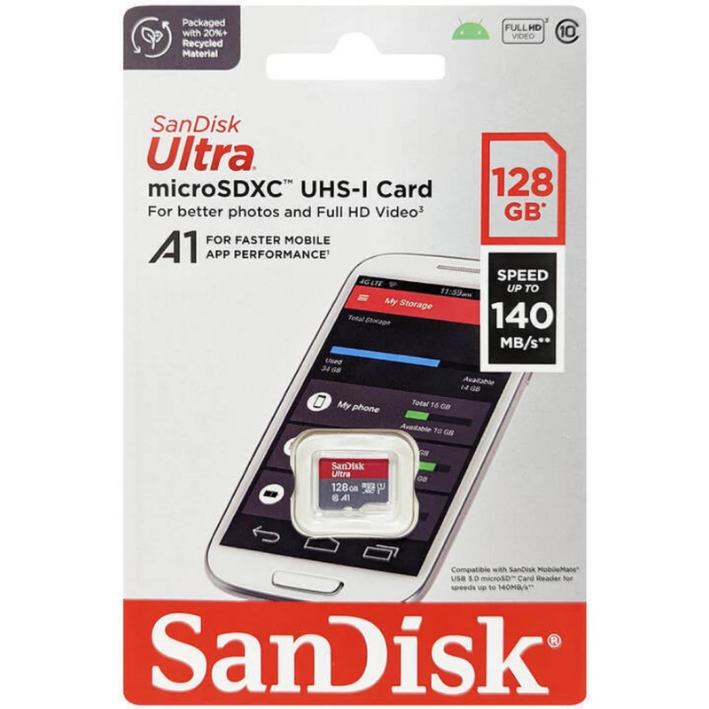کارت حافظه microSDXC سن دیسک مدل Ultra A1 کلاس 10 استاندارد UHS-I سرعت 150MBps ظرفیت 256 گیگابایت